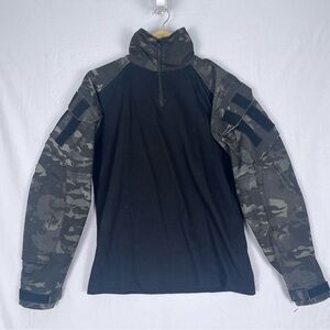 IDO Gear Tactical Camoflauge 1/4 Zip Shirt Mens Medium Army Green Grey Utility